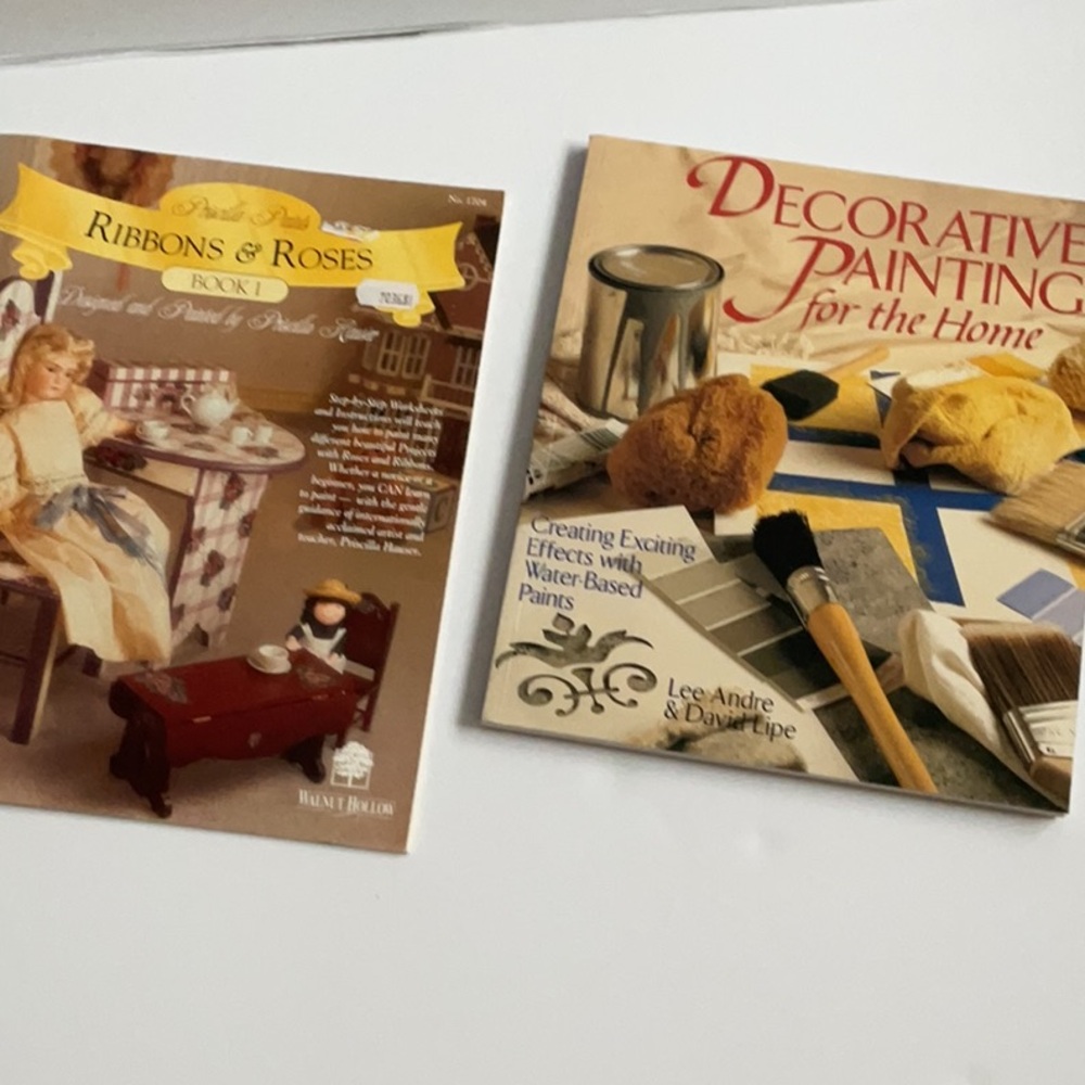 Two instruction softcover books on folk art painting techniques